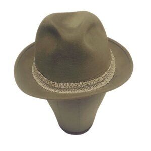Vintage camel stylish velour retro casual fedora Structure trim unisex hat OS